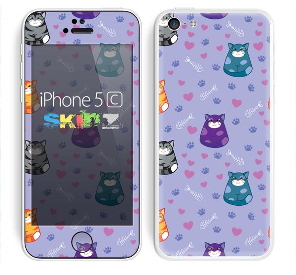 The Light Purple Fat Cats Skin for the Apple iPhone 5c