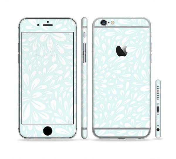 The Light Teal Blue & White Floral Sprout Sectioned Skin Series for the Apple iPhone 6 Plus