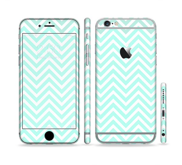 The Light Teal & White Sharp Chevron Sectioned Skin Series for the Apple iPhone 6
