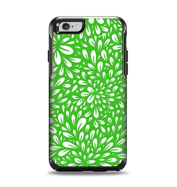 The Lime Green & White Floral Sprout Apple iPhone 6 Otterbox Symmetry Case Skin Set