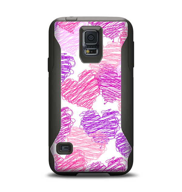 The Loopy Pink and Purple Hearts Samsung Galaxy S5 Otterbox Commuter Case Skin Set