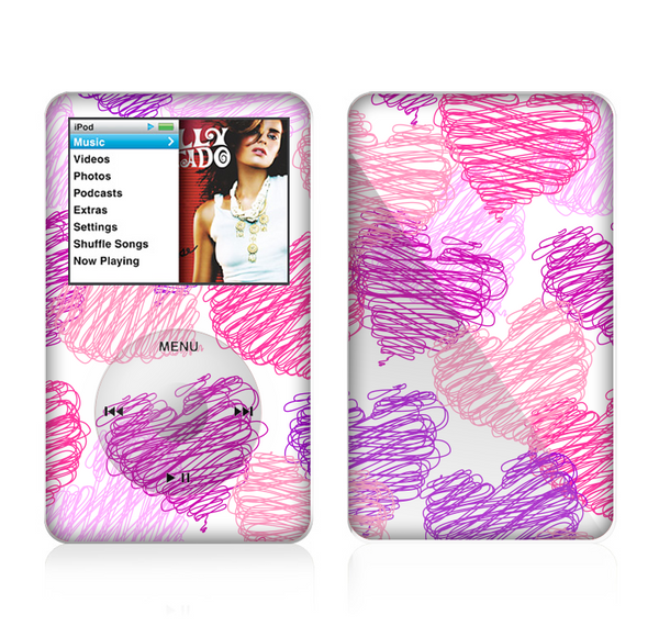 The Loopy Pink and Purple Hearts Skin For The Apple iPod Classic