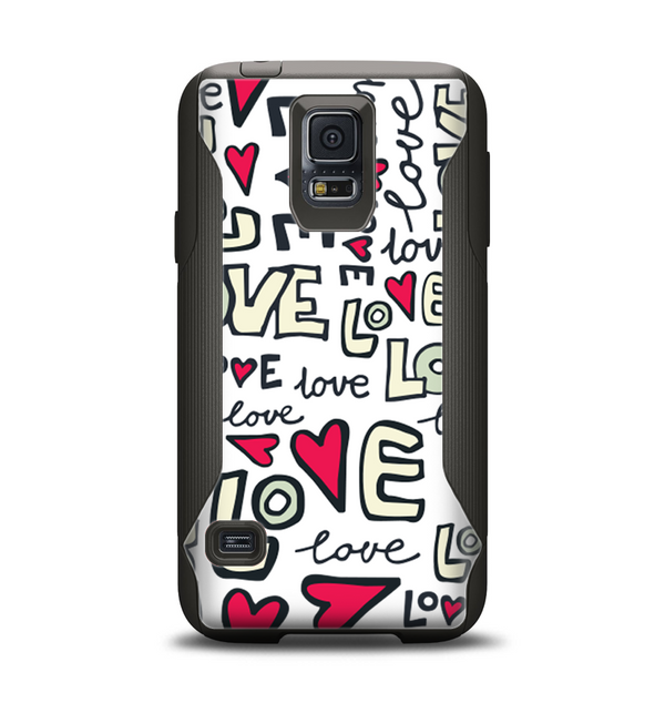 The Love and Hearts Doodle Pattern Samsung Galaxy S5 Otterbox Commuter Case Skin Set