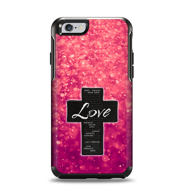 The Love is Patient Cross over Unfocused Pink Glimmer Apple iPhone 6 Otterbox Symmetry Case Skin Set