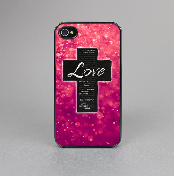 The Love is Patient Cross over Unfocused Pink Glimmer Skin-Sert for the Apple iPhone 4-4s Skin-Sert Case