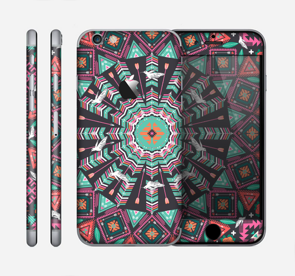 The Mirrored Coral and Colored Vector Aztec Pattern Skin for the Apple iPhone 6