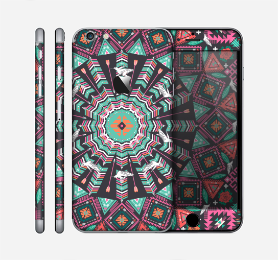 The Mirrored Coral and Colored Vector Aztec Pattern Skin for the Apple iPhone 6 Plus
