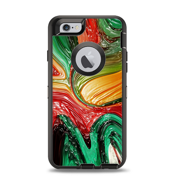 The Mixed Orange & Green Paint Apple iPhone 6 Otterbox Defender Case Skin Set