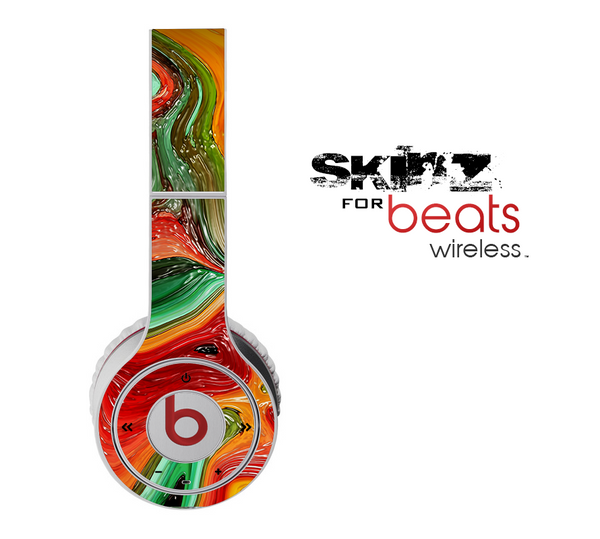 The Mixed Orange & Green Paint Skin for the Beats by Dre Wireless Headphones