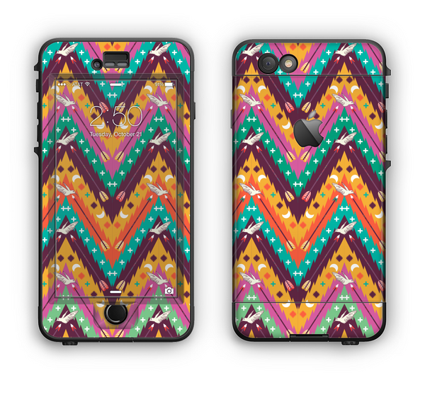 The Modern Colorful Abstract Chevron Design Apple iPhone 6 Plus LifeProof Nuud Case Skin Set