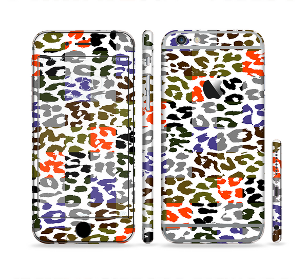 The Multicolored Leopard Vector Print Sectioned Skin Series for the Apple iPhone 6