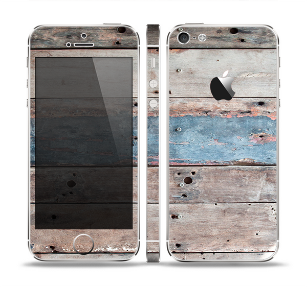 The Multicolored Tinted Wooden Planks Skin Set for the Apple iPhone 5