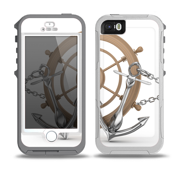 The Nautical Captain's Wheel with anchors Skin for the iPhone 5-5s OtterBox Preserver WaterProof Case