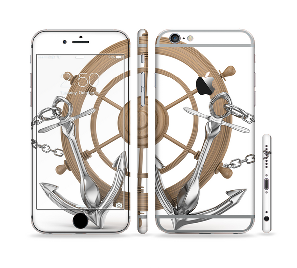 The Nautical Captains Wheel with anchors Sectioned Skin Series for the Apple iPhone 6