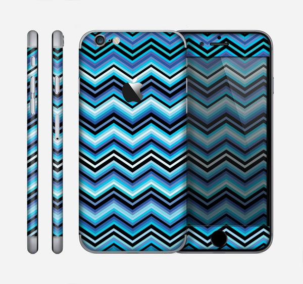The Navy Blue Thin Lined Chevron Pattern V2 Sectioned Skin Series for the Apple iPhone 6s Plus