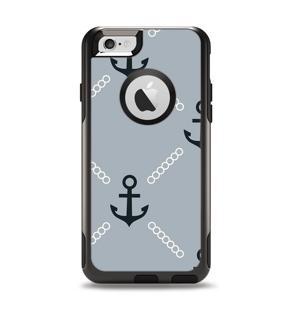 The Navy & Gray Vintage Solid Color Anchor Linked Apple iPhone 6 Otterbox Commuter Case Skin Set