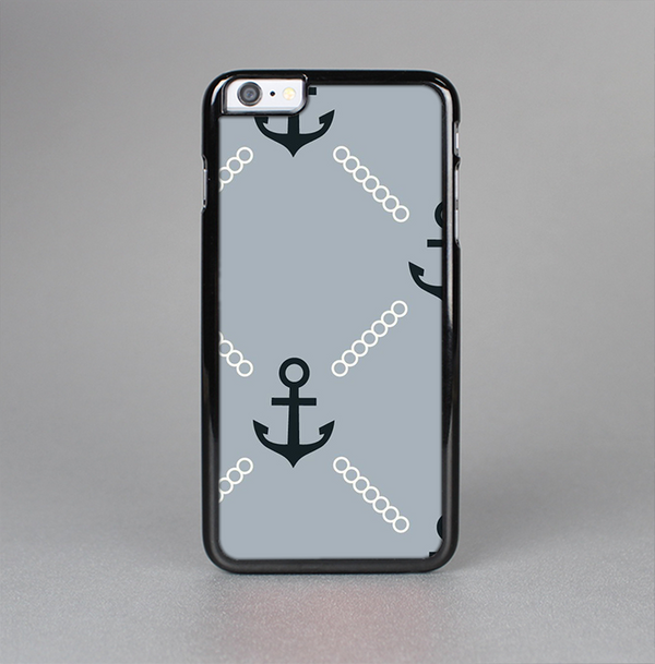 The Navy & Gray Vintage Solid Color Anchor Linked Skin-Sert Case for the Apple iPhone 6 Plus