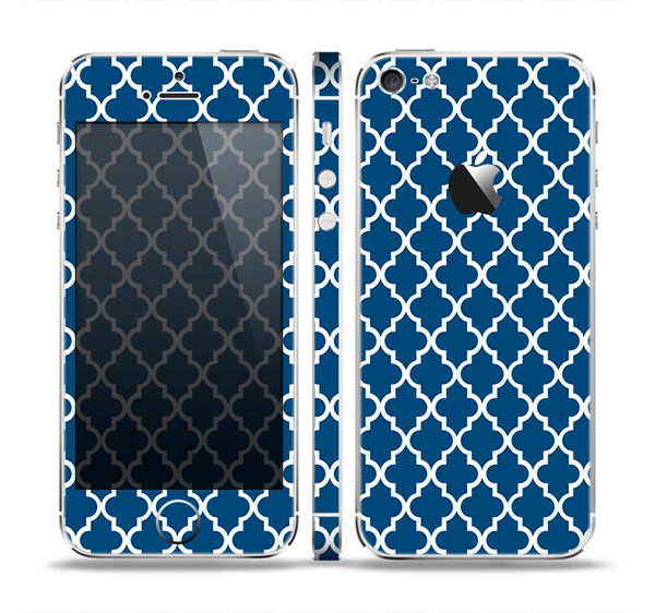 The Navy & White Seamless Morocan Pattern Skin Set for the Apple iPhone 5
