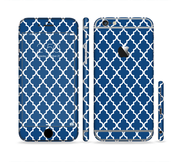 The Navy & White Seamless Morocan Pattern Sectioned Skin Series for the Apple iPhone 6s Plus