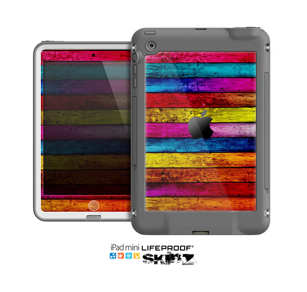 The Neon Color Wood Planks Skin for the Apple iPad Mini LifeProof Case