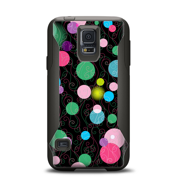 The Neon Colorful Stringy Orbs Samsung Galaxy S5 Otterbox Commuter Case Skin Set