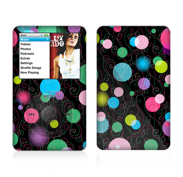 The Neon Colorful Stringy Orbs Skin For The Apple iPod Classic