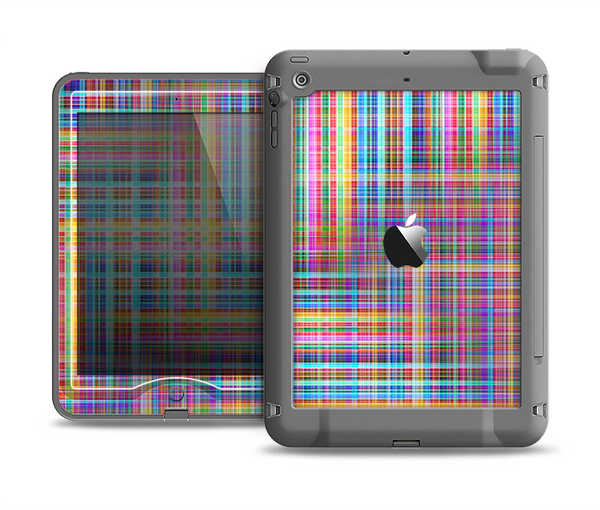 The Neon Faded Rainbow Plaid Apple iPad Air LifeProof Nuud Case Skin Set