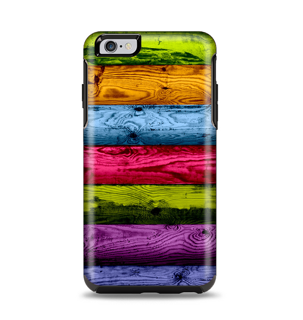 The Neon Heavy Grained Wood Apple iPhone 6 Plus Otterbox Symmetry Case Skin Set