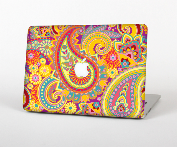 The Neon Orange Paisley Pattern Skin Set for the Apple MacBook Pro 15" with Retina Display