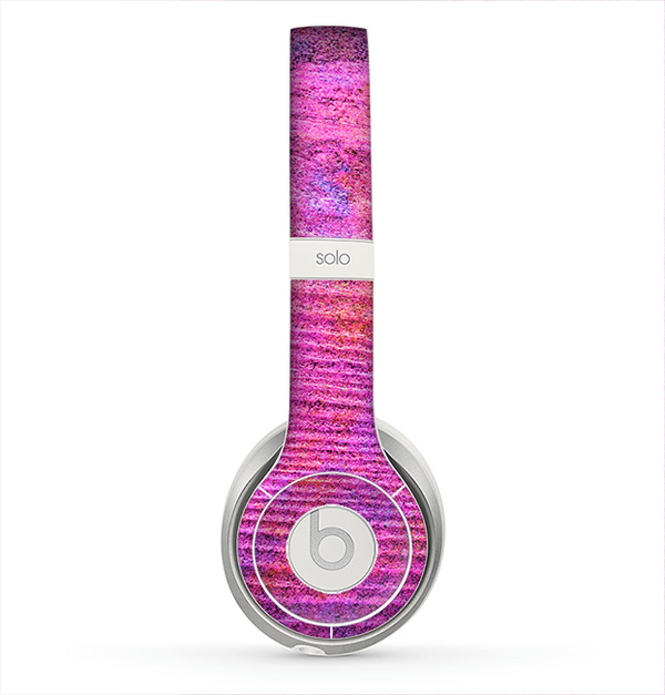 The Neon Pink Dyed Wood Grain Skin for the Beats by Dre Solo 2 Headphones