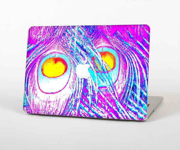 The Neon Pink & Turquoise Peacock Feather Skin Set for the Apple MacBook Pro 15" with Retina Display