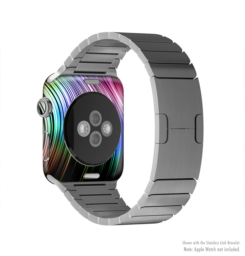 The Neon Rainbow Wavy Strips Full-Body Skin Kit for the Apple Watch