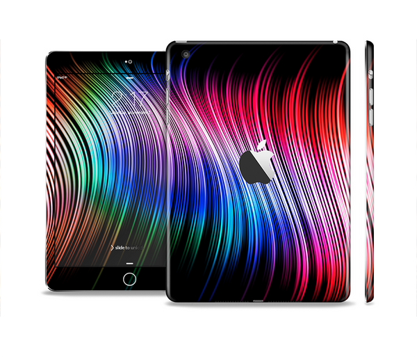 The Neon Rainbow Wavy Strips Skin Set for the Apple iPad Mini 4