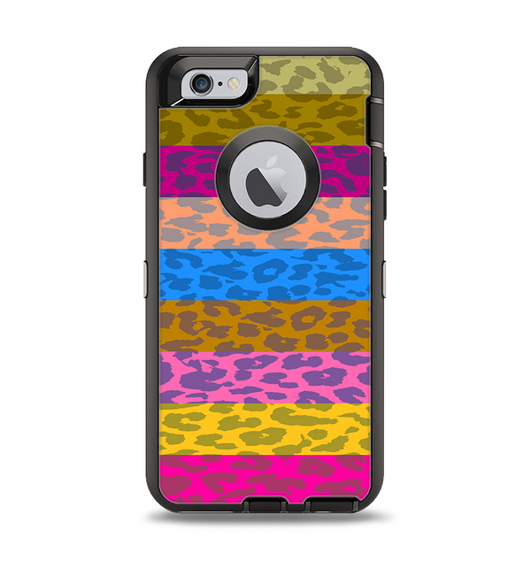 The Neon Striped Cheetah Animal Print Apple iPhone 6 Otterbox Defender Case Skin Set