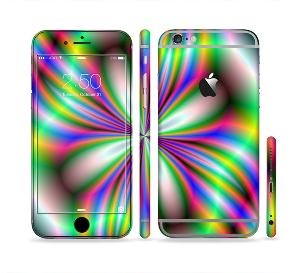 The Neon Tie-Dye Flower Sectioned Skin Series for the Apple iPhone 6 Plus