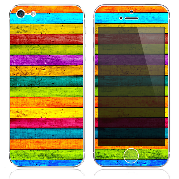 The Neon Wood Planks V7 Skin for the iPhone 3, 4-4s, 5-5s or 5c