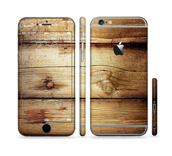The Old Bolted Wooden Planks Sectioned Skin Series for the Apple iPhone 6