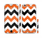 The Orange & Black Chevron Pattern Sectioned Skin Series for the Apple iPhone 6 Plus