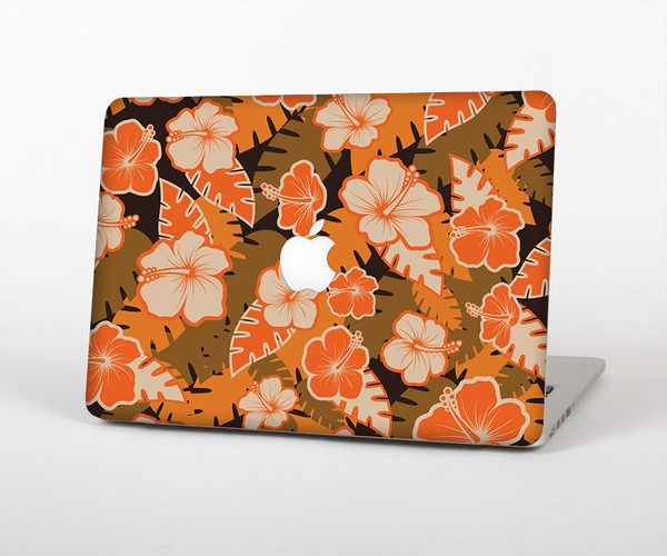The Orange & Black Hawaiian Floral Pattern V4 Skin Set for the Apple MacBook Pro 15" with Retina Display
