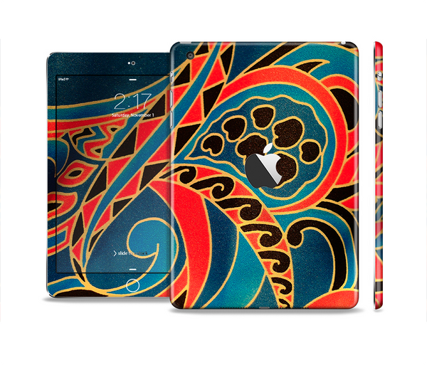 The Orange & Blue Abstract Shapes Skin Set for the Apple iPad Mini 4