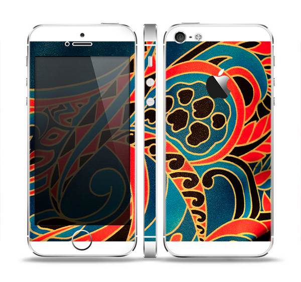 The Orange & Blue Abstract Shapes Skin Set for the Apple iPhone 5