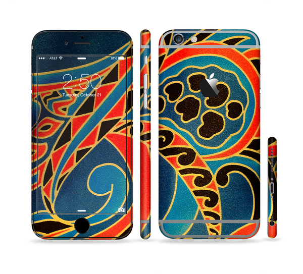 The Orange & Blue Abstract Shapes Sectioned Skin Series for the Apple iPhone 6s Plus
