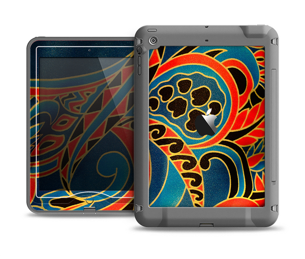 The Orange & Blue Abstract Shapes Apple iPad Air LifeProof Nuud Case Skin Set