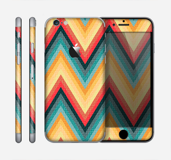 The Orange & Blue Chevron Textured Skin for the Apple iPhone 6