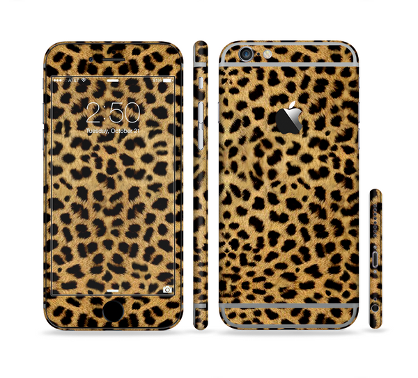 The Orange Cheetah Fur Pattern Sectioned Skin Series for the Apple iPhone 6 Plus
