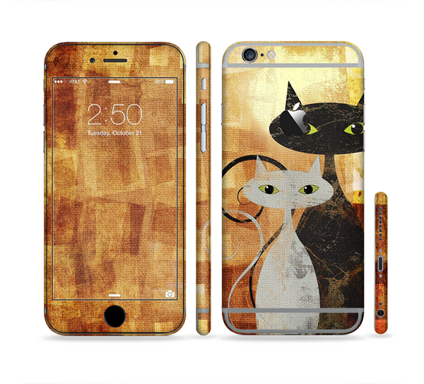 The Orange Grungy Textured Cat Sectioned Skin Series for the Apple iPhone 6 Plus
