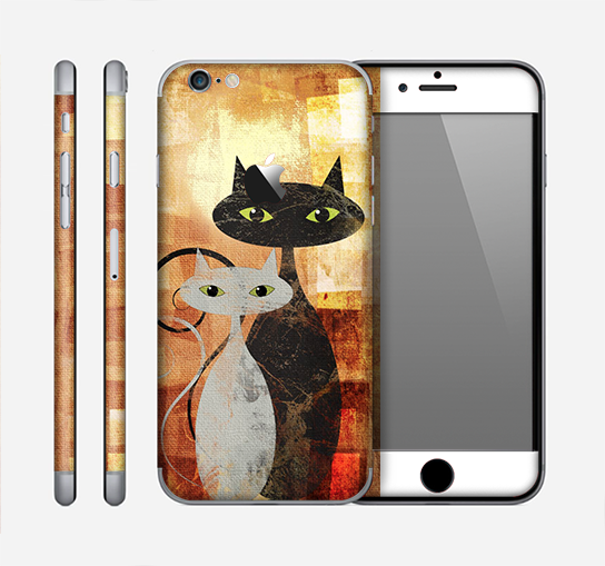 The Orange Grungy Textured Cat Skin for the Apple iPhone 6