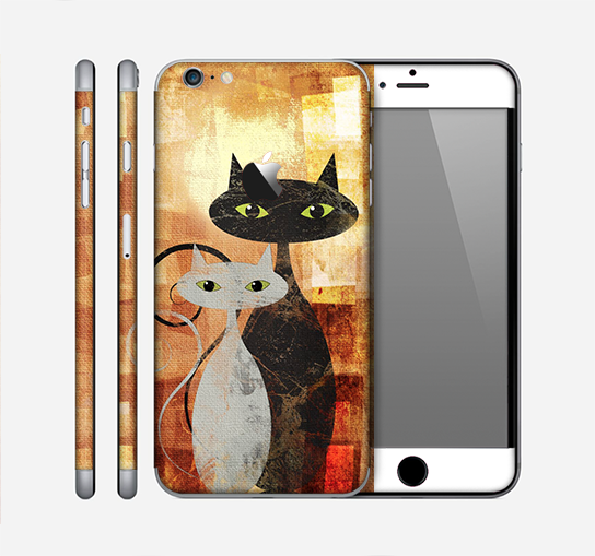 The Orange Grungy Textured Cat Skin for the Apple iPhone 6 Plus