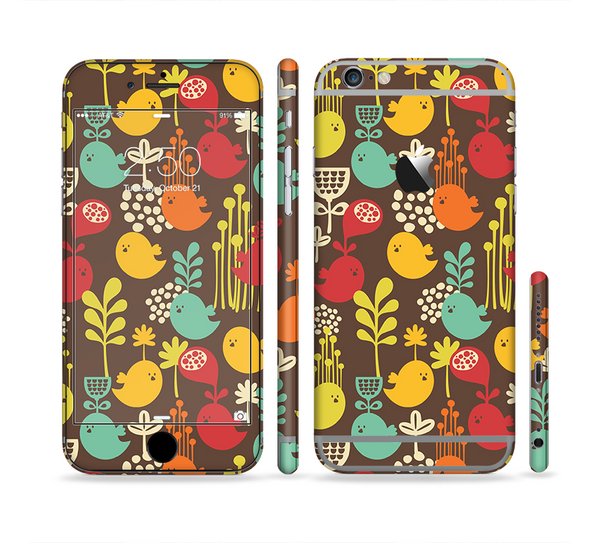 The Orange & Red Cute Vector Birds Sectioned Skin Series for the Apple iPhone 6 Plus