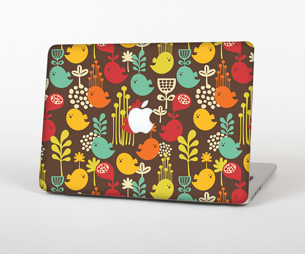 The Orange & Red Cute Vector Birds Skin Set for the Apple MacBook Pro 15" with Retina Display